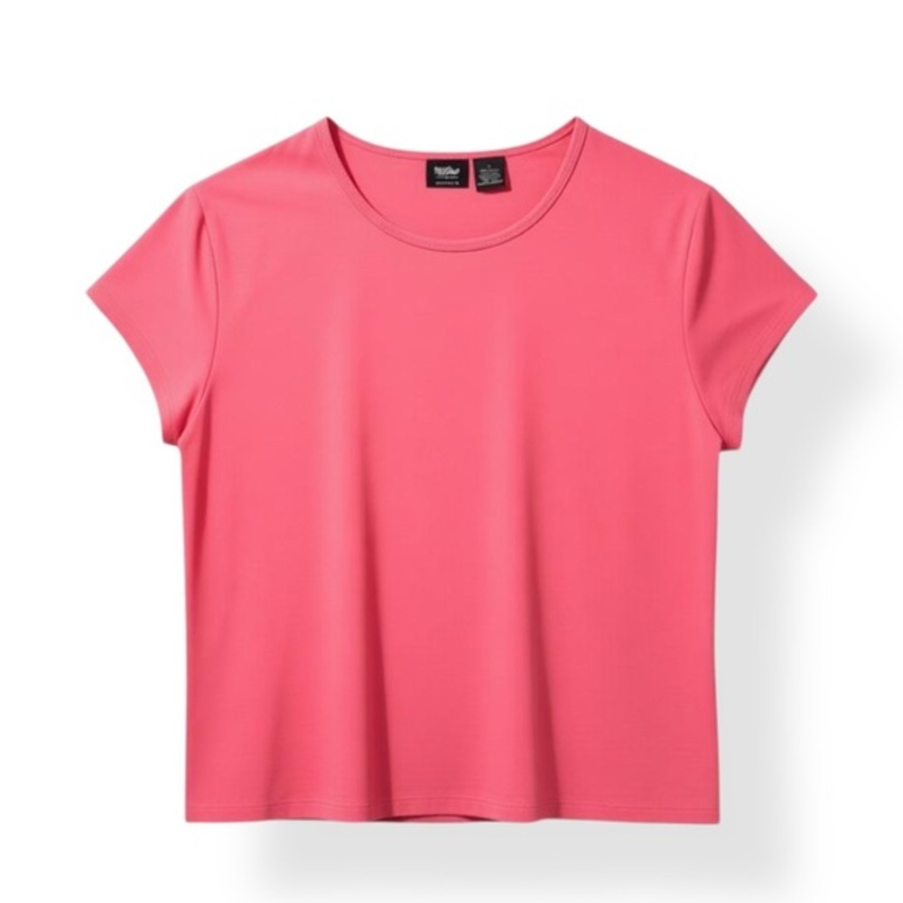 4/$20 Mossimo Stretch Pink Short Sleeve Scoop Neck Top Large - Picture 2 of 3